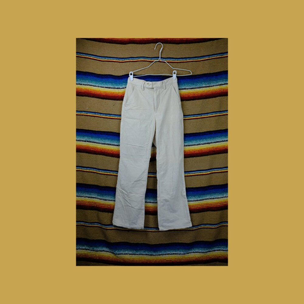 Womens Levis math club flare cream corduroy crop boot cut jeans pants size 26